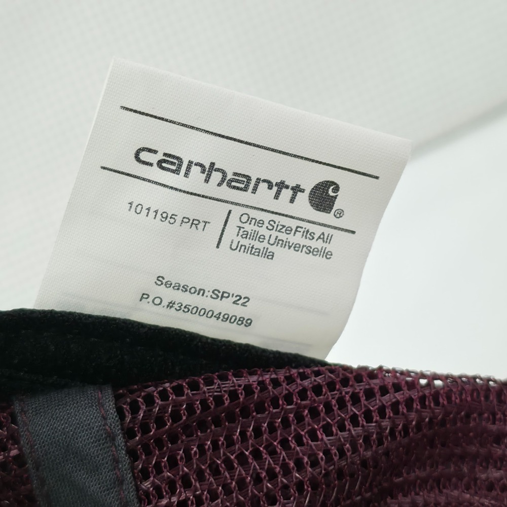 Carhartt Mesh Trucker Snapback Cap Burgundy Gold Logo One Size Adjustable - Picture 7 of 7